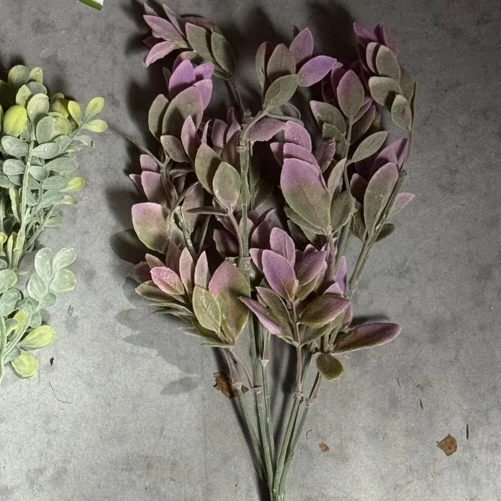 18 piece Purple & Green colored faux greenery stems